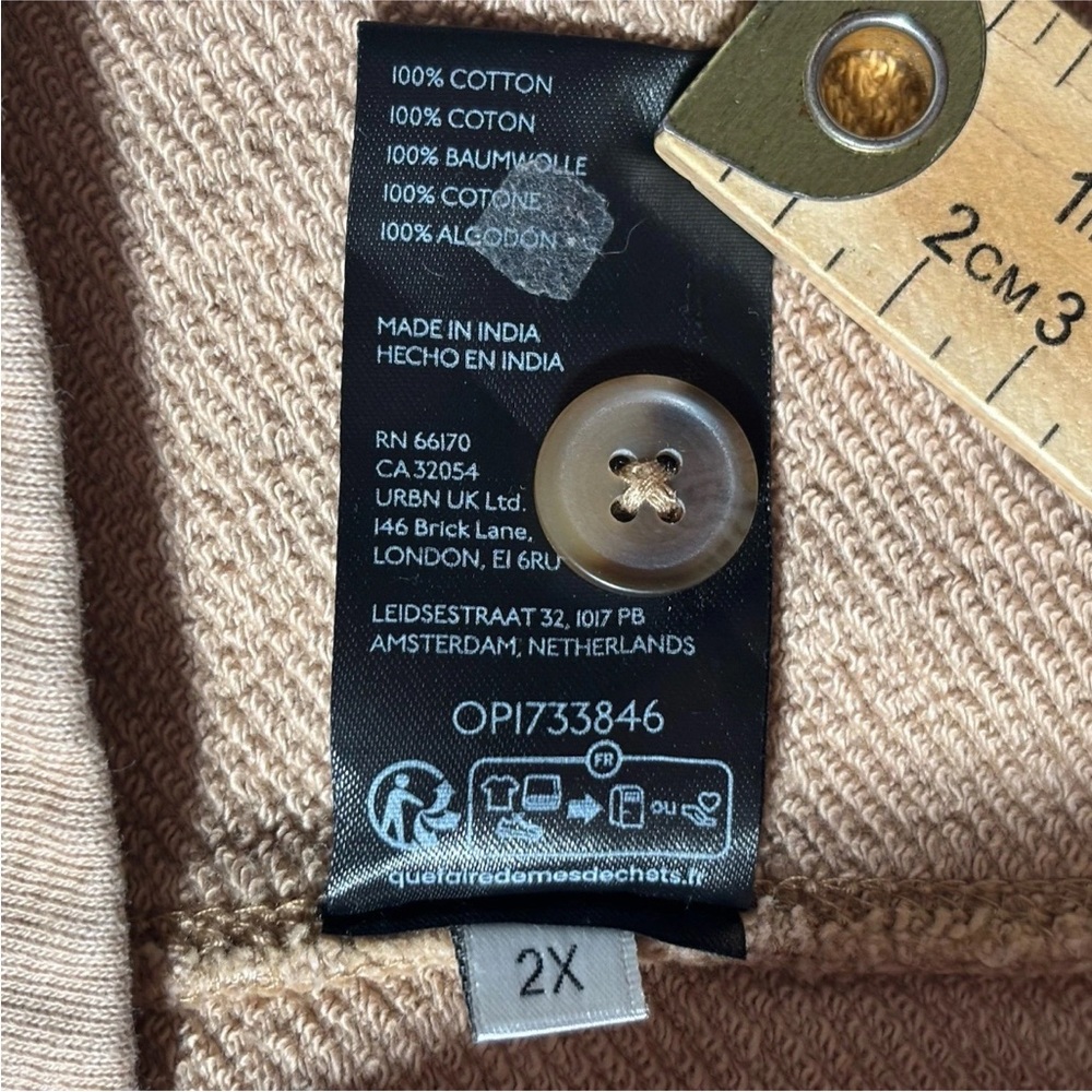 Pilcro By Anthropologie Womens 2XL Brown Tan Side Tie Short Sleeve Button Front - Picture 7 of 9